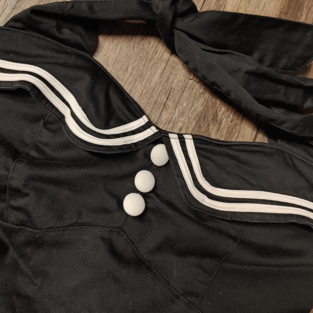 USED - Hell Bunny Black Nautical Sailor Dress - Goth - Alt - Rockabilly - Picture 7 of 10